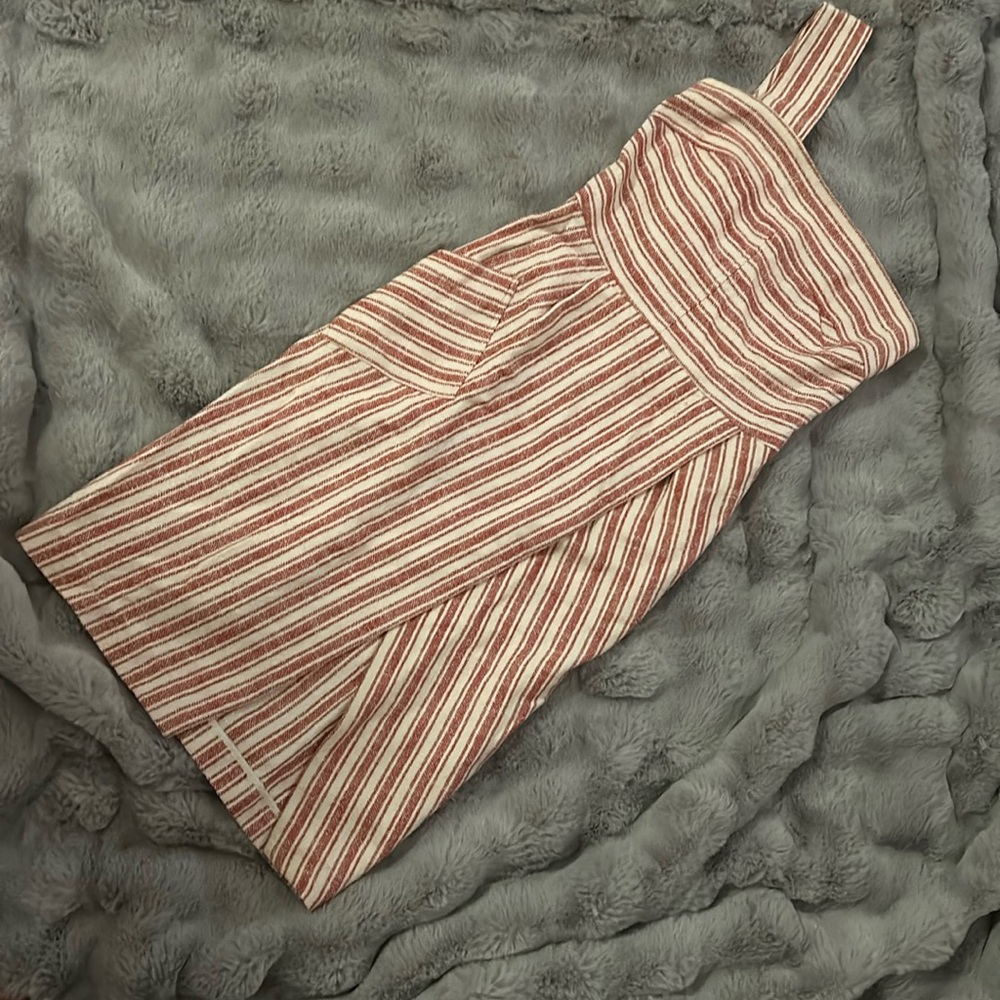 Rachel Zoe red and white striped one shoulder midi dress